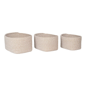 Set di 3 Cesti Portaoggetti Cadima, Beige, Cotone, 23x18x13 cm, EPIKASA