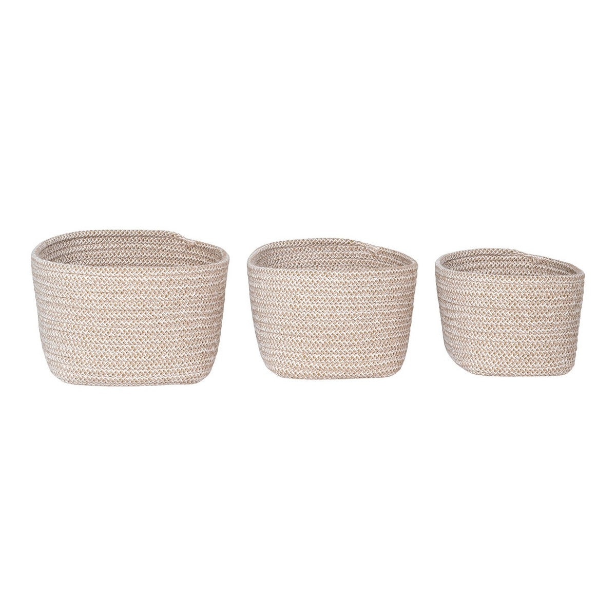 Set di 3 Cesti Portaoggetti Cadima, Beige, Cotone, 23x18x13 cm, EPIKASA