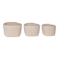 Set di 3 Cesti Portaoggetti Cadima, Beige, Cotone, 23x18x13 cm, EPIKASA