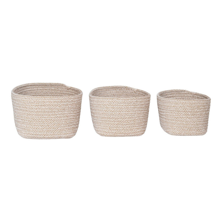 Set 3 Cesti Portaoggetti Cadima, Beige, Cotone, 23x18x13 cm, EPIKASA