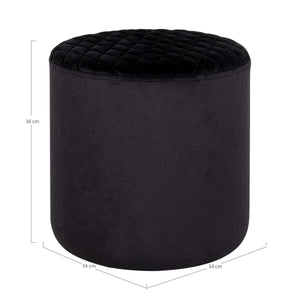 Pouf Ejby, Nero, Velluto, 34x34x36 cm, EPIKASA