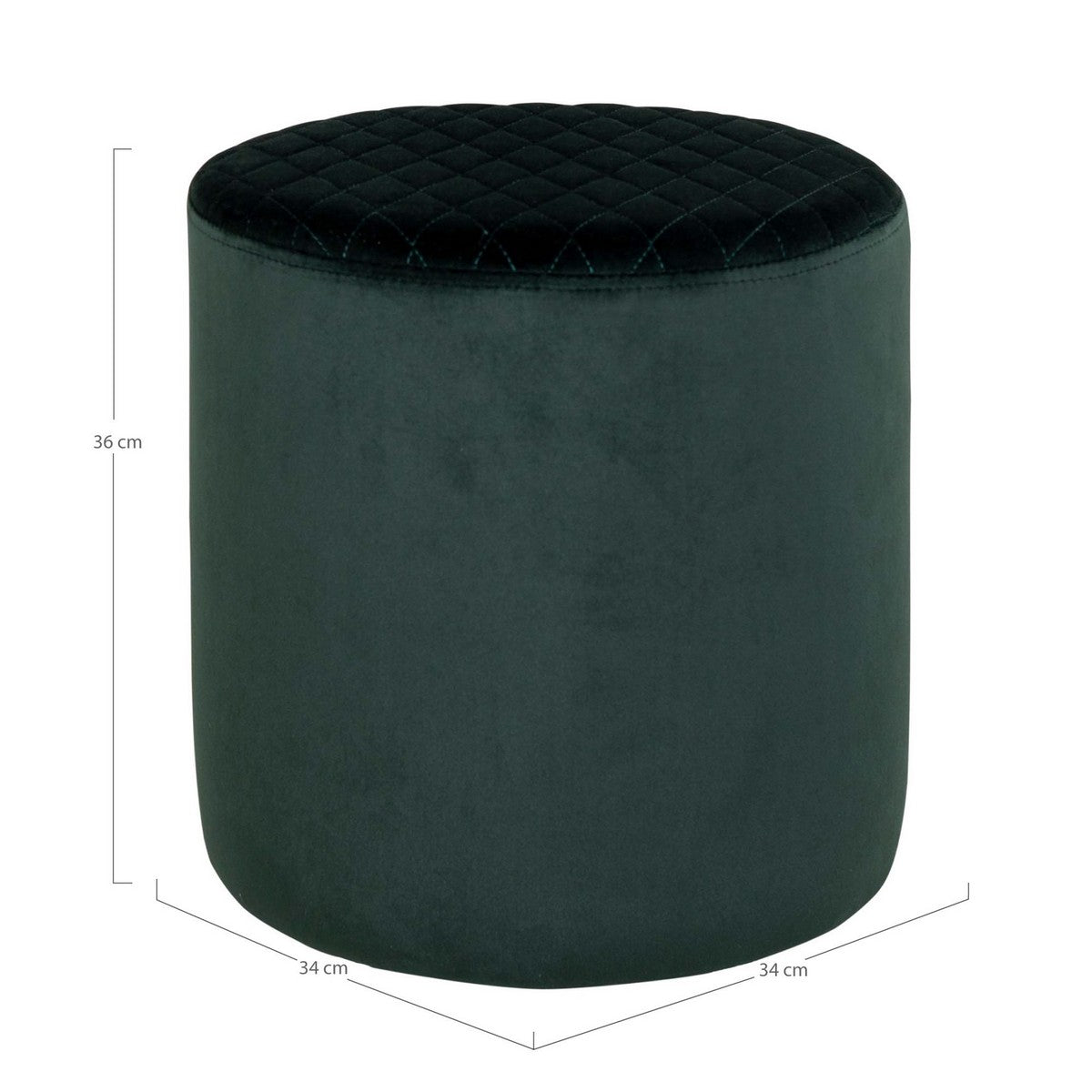 Pouf Ejby, Verde, Velluto, 34x34x36 cm, EPIKASA