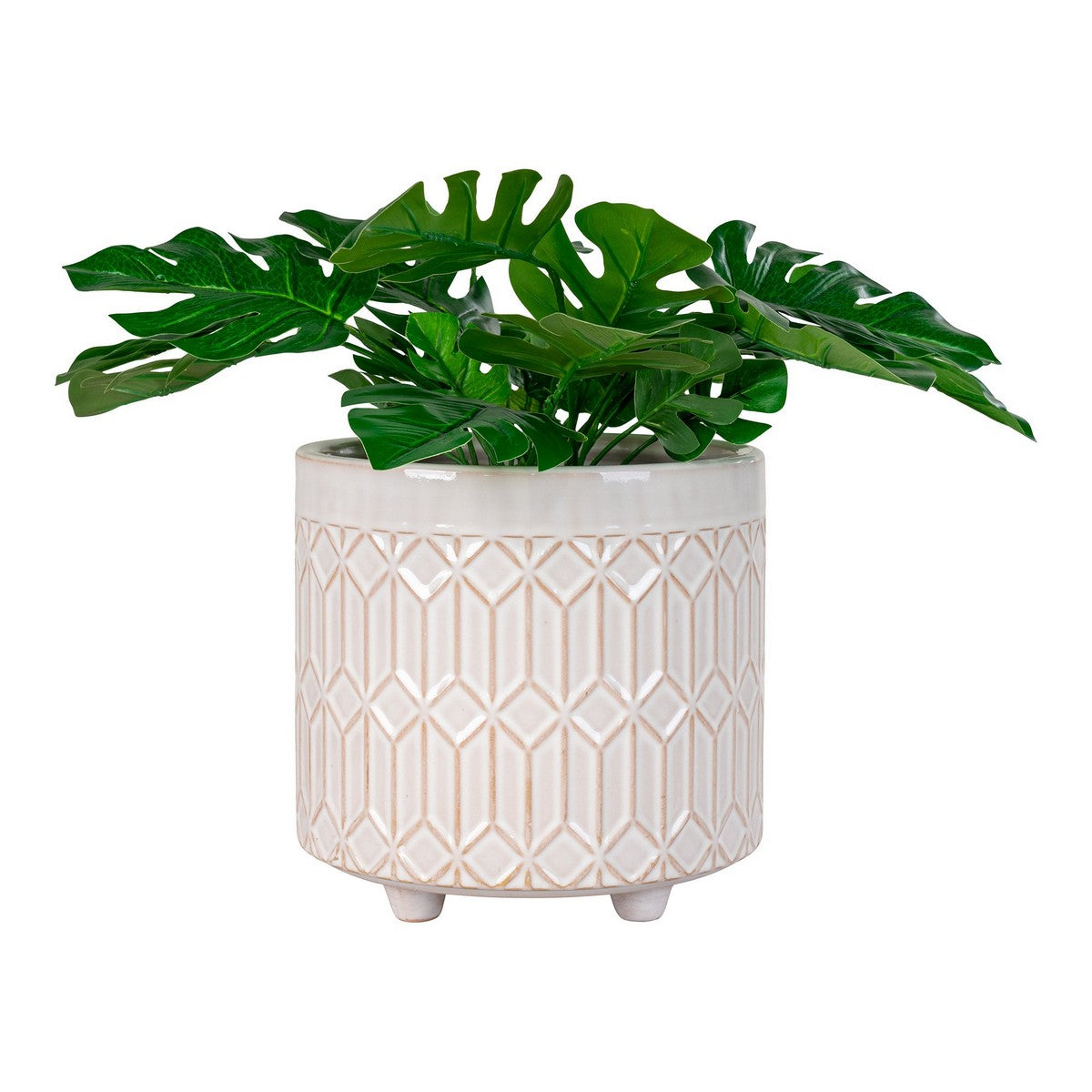 Vaso Decorativo Flowerpot, Bianco, Gres, 15,5x15,5x16,5 cm, EPIKASA