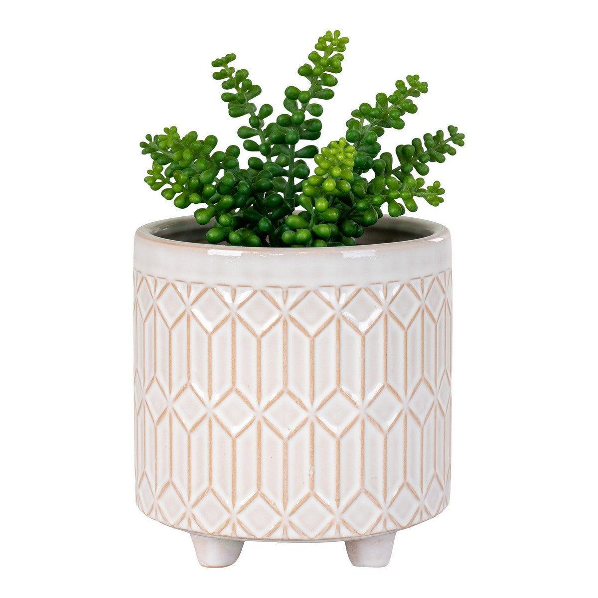 Vaso per Piante Flowerpot, Bianco, Gres, 20x20x19,5 cm, EPIKASA