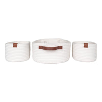 Set di 3 Cesti Portaoggetti Jarana, Bianco, Cotone, 25x35x13 cm, EPIKASA