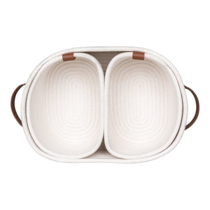 Set di 3 Cesti Portaoggetti Jarana, Bianco, Cotone, 25x35x13 cm, EPIKASA