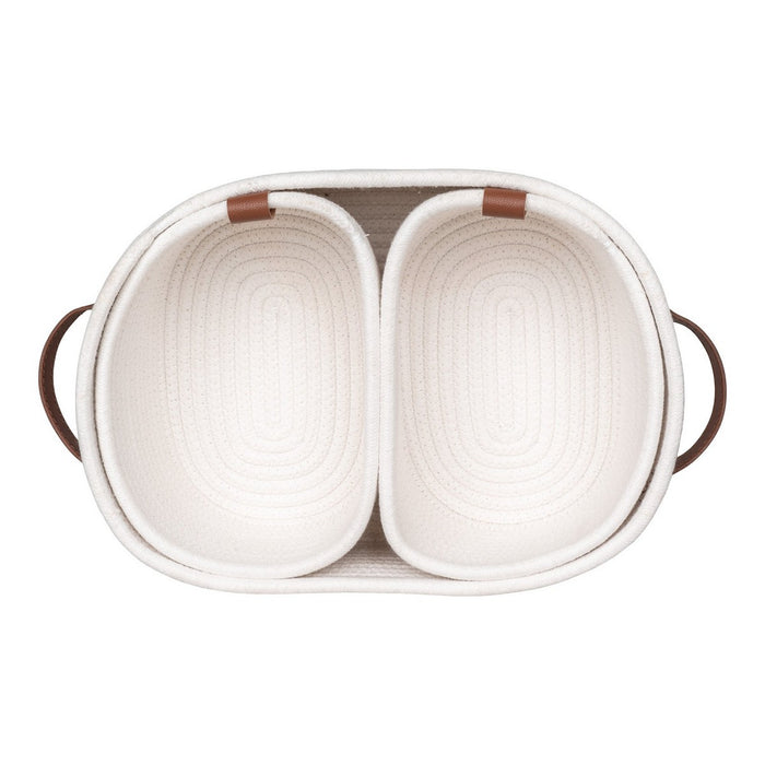 Set di 3 Cesti Portaoggetti Jarana, Bianco, Cotone, 25x35x13 cm, EPIKASA