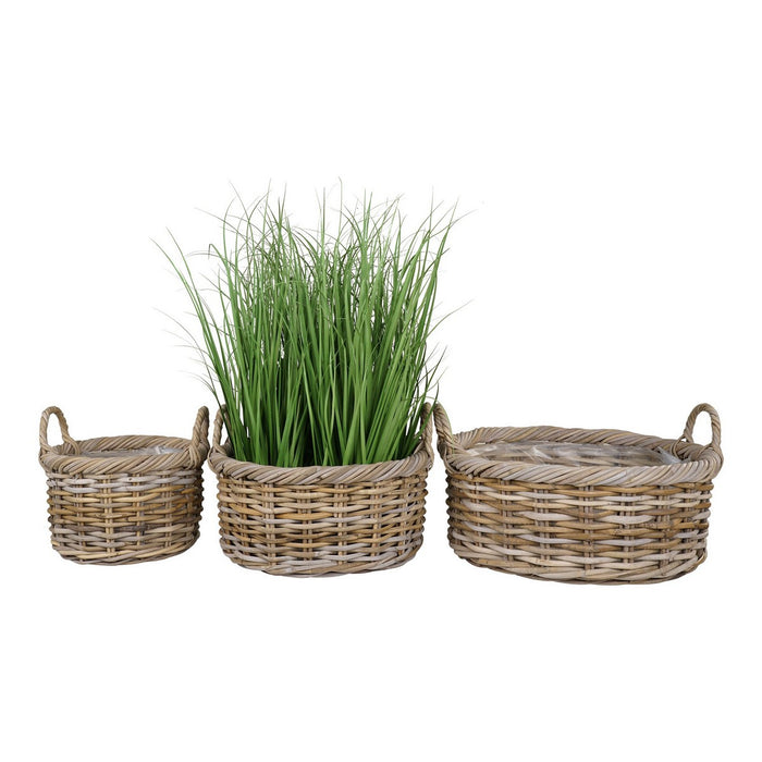 Set di 3 Cesti Portaoggetti Kuta, Marrone, Rattan, 50x50x28 cm, EPIKASA