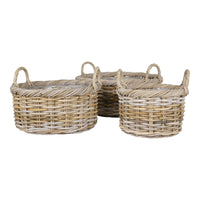 Set di 3 Cesti Portaoggetti Kuta, Marrone, Rattan, 50x50x28 cm, EPIKASA