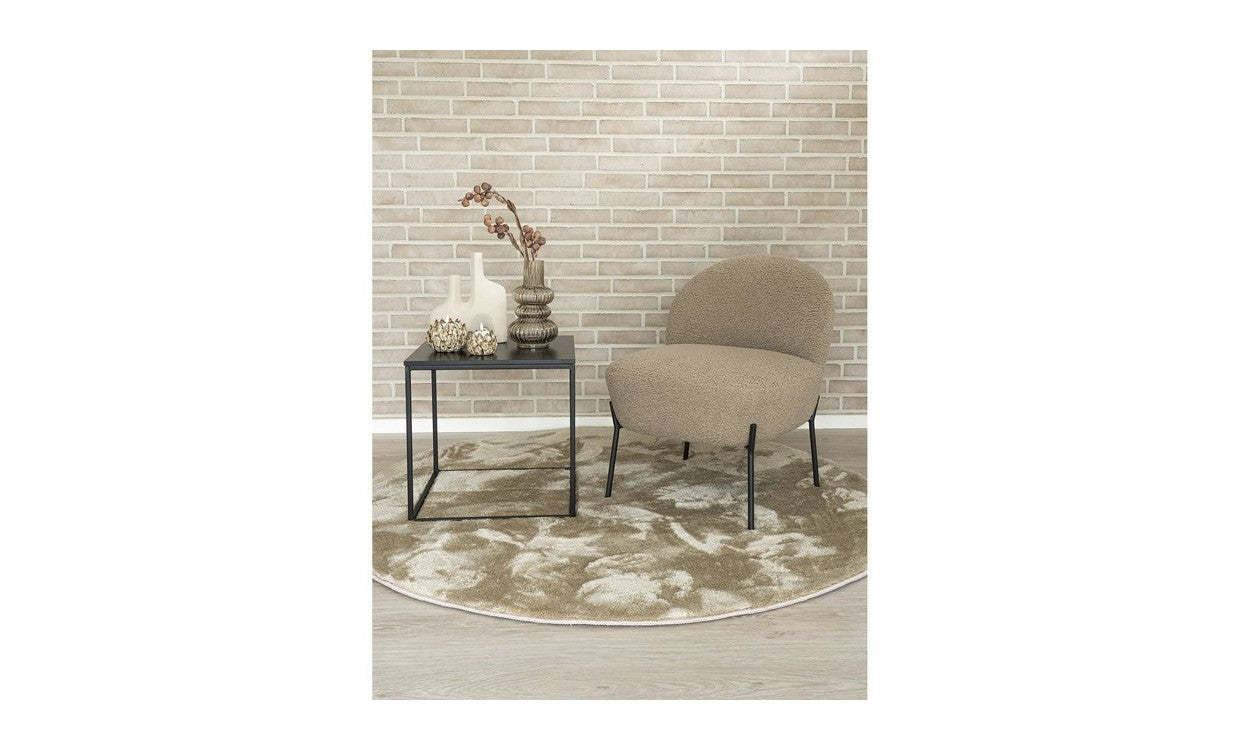 Tappeto Rotondo Miami, Beige, Poliestere, 160x160x1 cm, EPIKASA