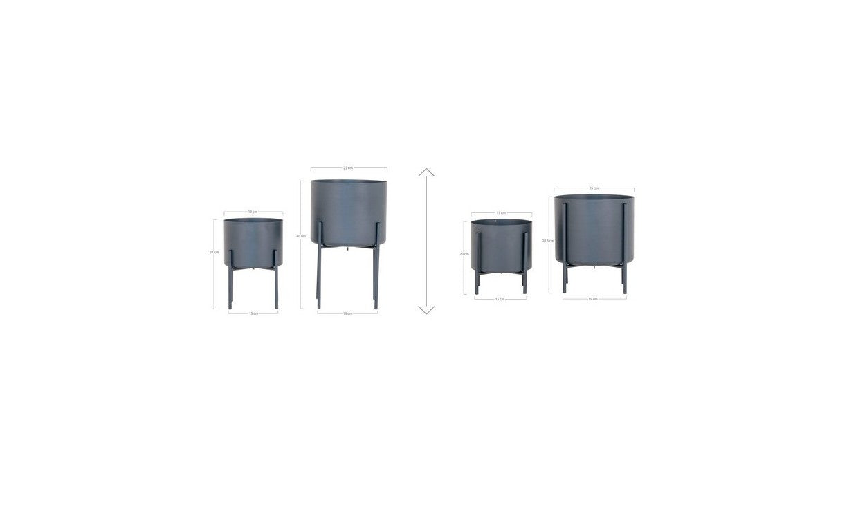 Set 2 Vasi per Piante Pavia, Grigio, Metallo, 26,5x26,5x28,5 cm, EPIKASA