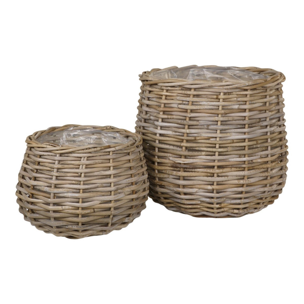 Set 2 Cesti Portaoggetti Pulo, Marrone, Rattan, 38x38x34 cm, EPIKASA