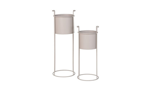 Set 2 Vasi per Piante Rabo, Beige, Metallo, 21,5x21,5x65 cm, EPIKASA