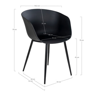 Set di 2 Sedie Roda, Nero, Plastica, 53x54,5x79 cm, EPIKASA