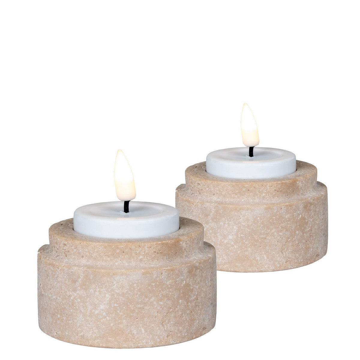 Portacandela Tealight, Beige, Marmo, 7x7x4,5 cm, EPIKASA