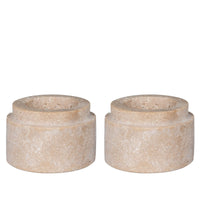 Portacandela Tealight, Beige, Marmo, 7x7x4,5 cm, EPIKASA