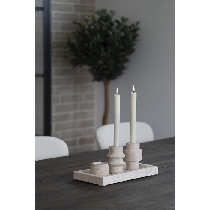 Portacandela Tealight, Beige, Marmo, 7x7x4,5 cm, EPIKASA