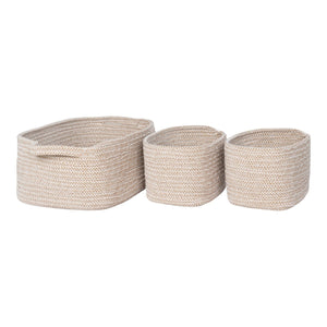 Set di 3 Cesti Portaoggetti Teixo, Beige, Cotone, 33x23x13 cm, EPIKASA