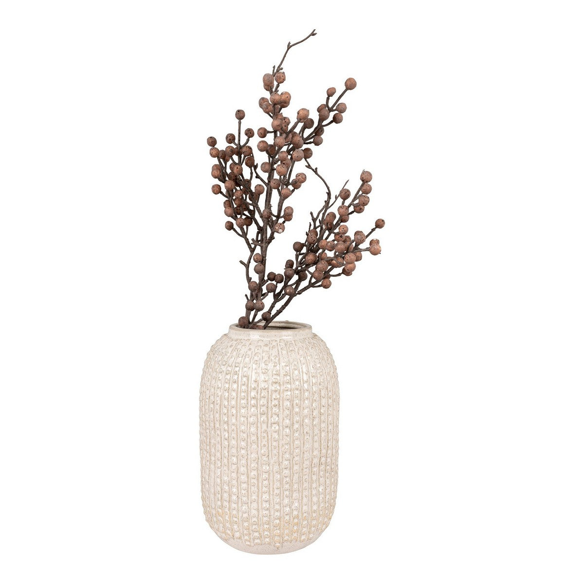 Vaso Decorativo Chrysanthemum, Beige, Gres, 16x16x25,5 cm, EPIKASA