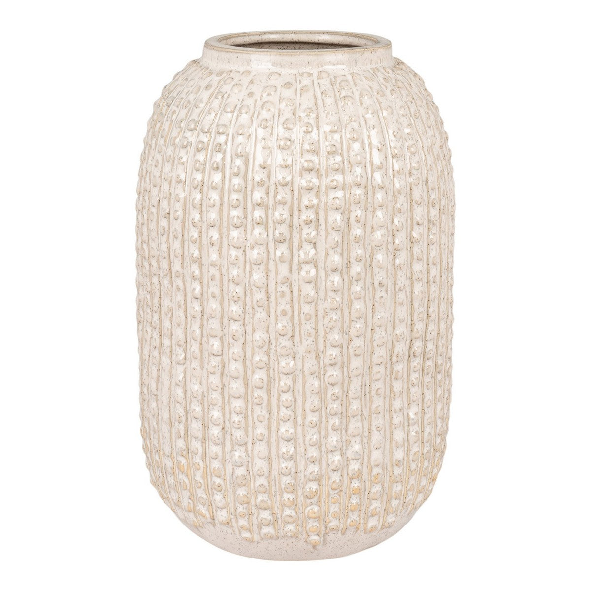 Vaso Decorativo Chrysanthemum, Beige, Gres, 16x16x25,5 cm, EPIKASA