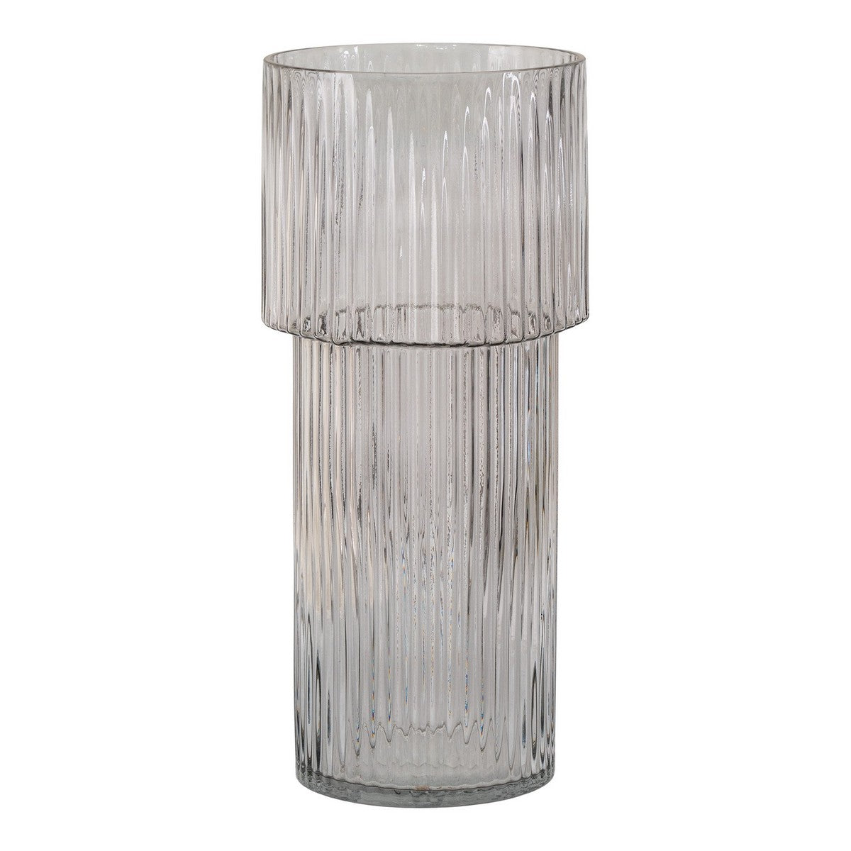 Vaso Decorativo Bracken, Grigio, Vetro, 17,5x17,5x40 cm, EPIKASA