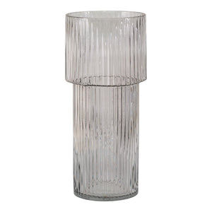 Vaso Decorativo Bracken, Grigio, Vetro, 17,5x17,5x40 cm, EPIKASA