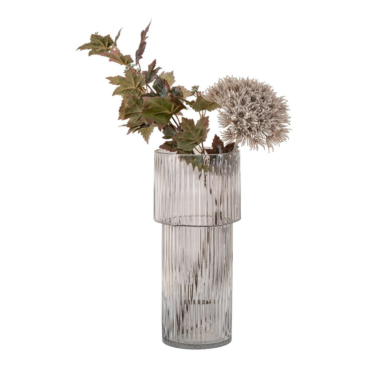 Vaso Decorativo Bracken, Grigio, Vetro, 17,5x17,5x40 cm, EPIKASA