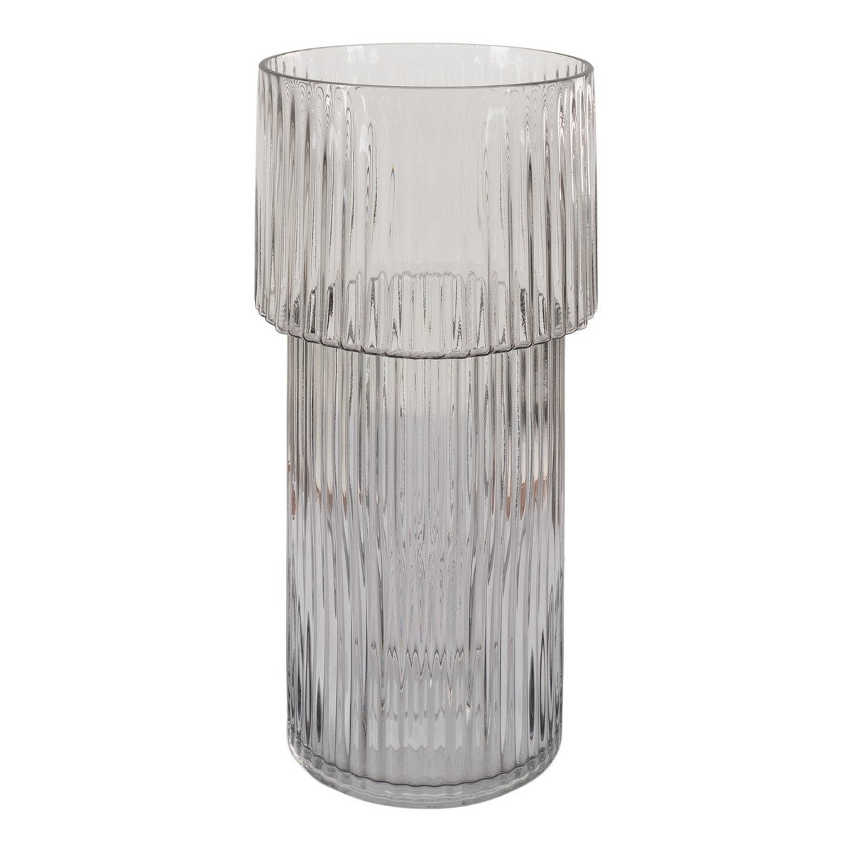 Vaso Decorativo Bracken, Grigio, Vetro, 17,5x17,5x40 cm, EPIKASA