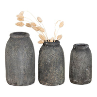 Set di 3 Vasi Decorativi Velas, Grigio, Terracotta, 13x13x22 cm, EPIKASA