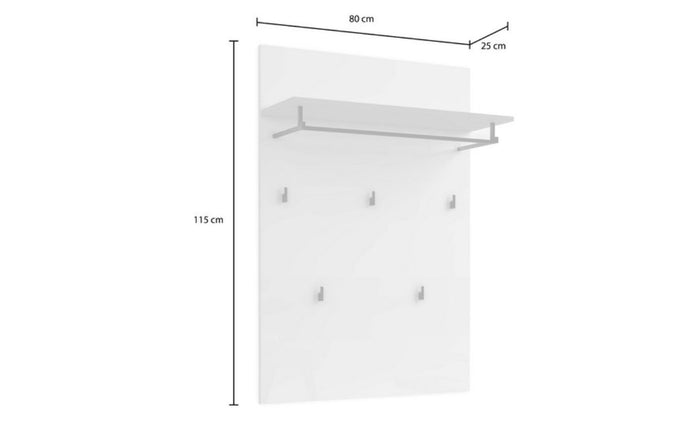 Appendiabiti da Parete Artium, Bianco, Truciolare Melaminico, 80x115x25 cm, EPIKASA