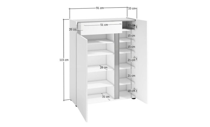 Scarpiera Artium, Bianco, Truciolare Melaminico, 91x115x33 cm, EPIKASA