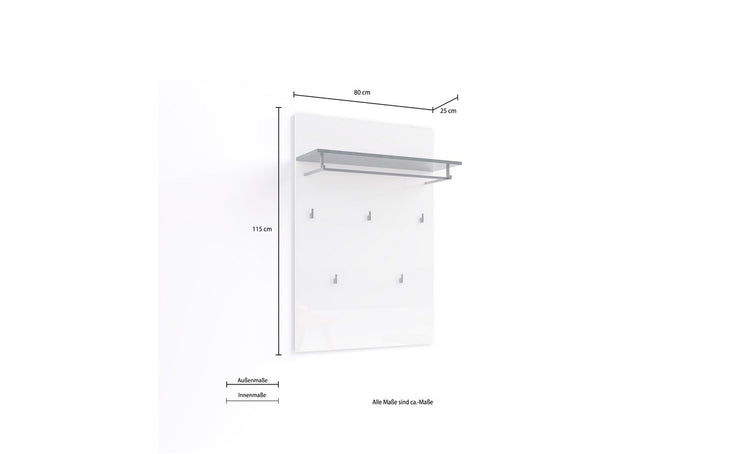 Appendiabiti da Parete Bob, Bianco, Truciolare Melaminico, 80x26x115 cm, EPIKASA