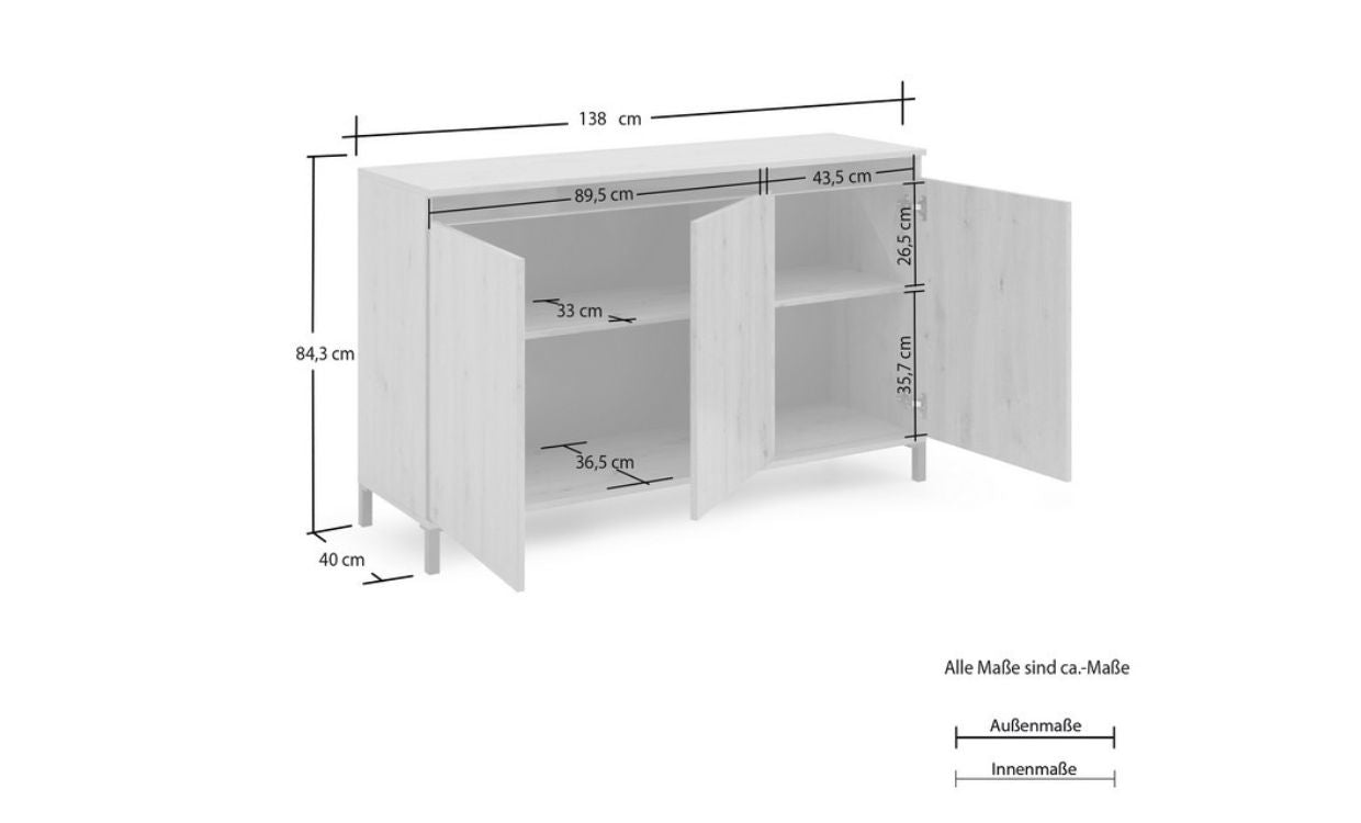 Mobile Multiuso Genio, Rovere, Truciolare Melaminico, 138x84x40 cm, EPIKASA