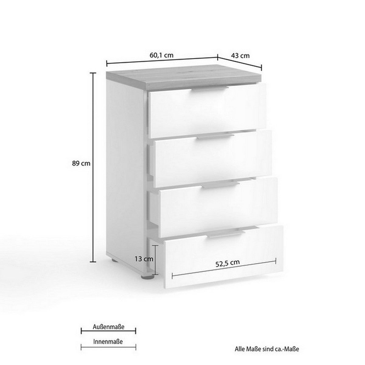 Cassettiera Idea, Bianco, Truciolare Melaminico, 60x89x43 cm, EPIKASA