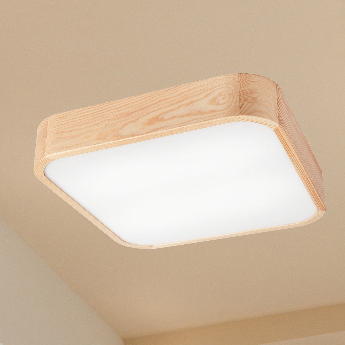 Lampada a Soffitto Gaspar, Marrone, Legno, 45x45x8 cm, EPIKASA