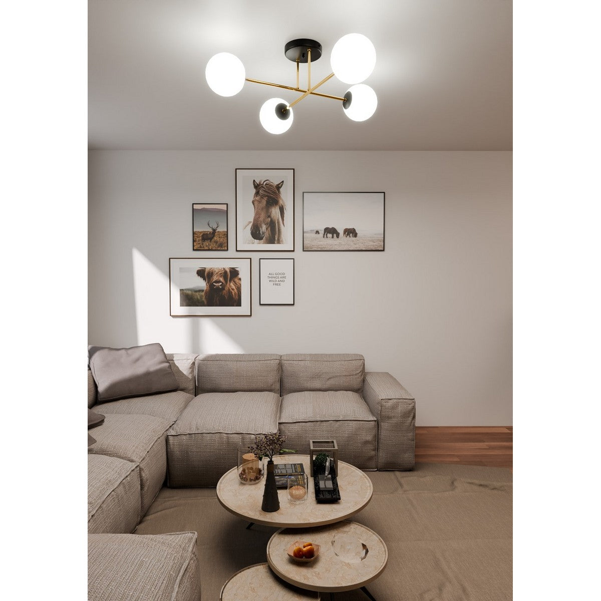 Lampada a Soffitto Magnum, Oro, Acciaio, 55x26x75 cm, EPIKASA