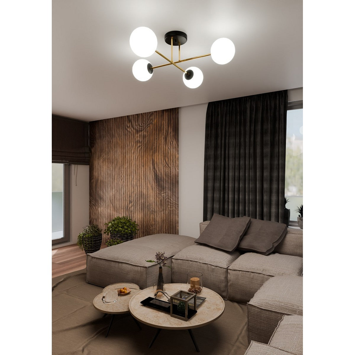 Lampada a Soffitto Magnum, Oro, Acciaio, 55x26x75 cm, EPIKASA