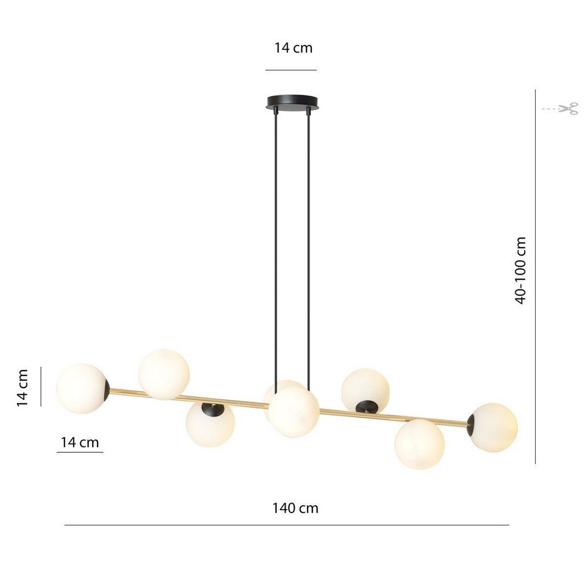 Lampada a Sospensione Gravity, Nero, Acciaio, 140x100x29 cm, EPIKASA