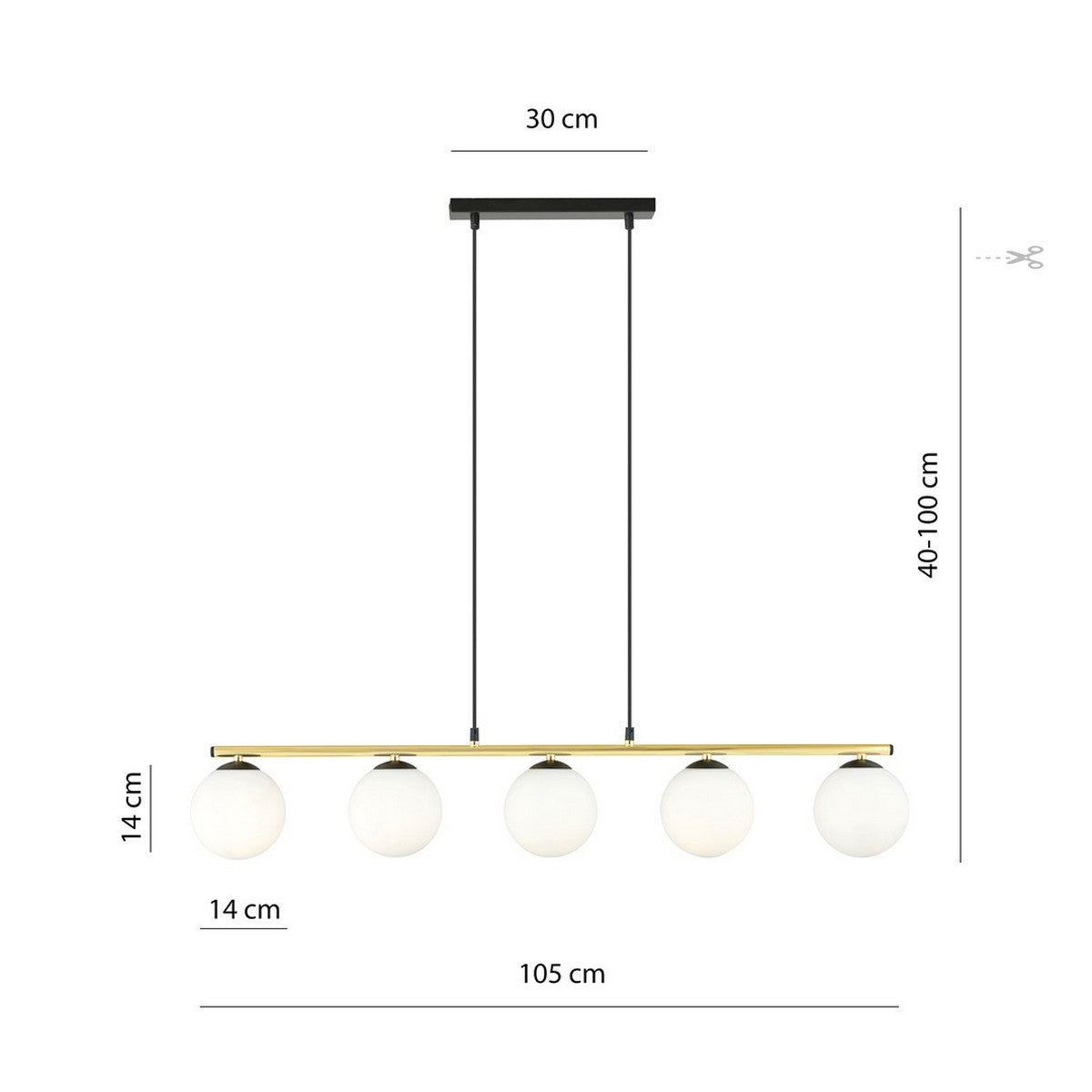 Lampada a Sospensione Allora, Oro, Acciaio, 105x100x14 cm, EPIKASA