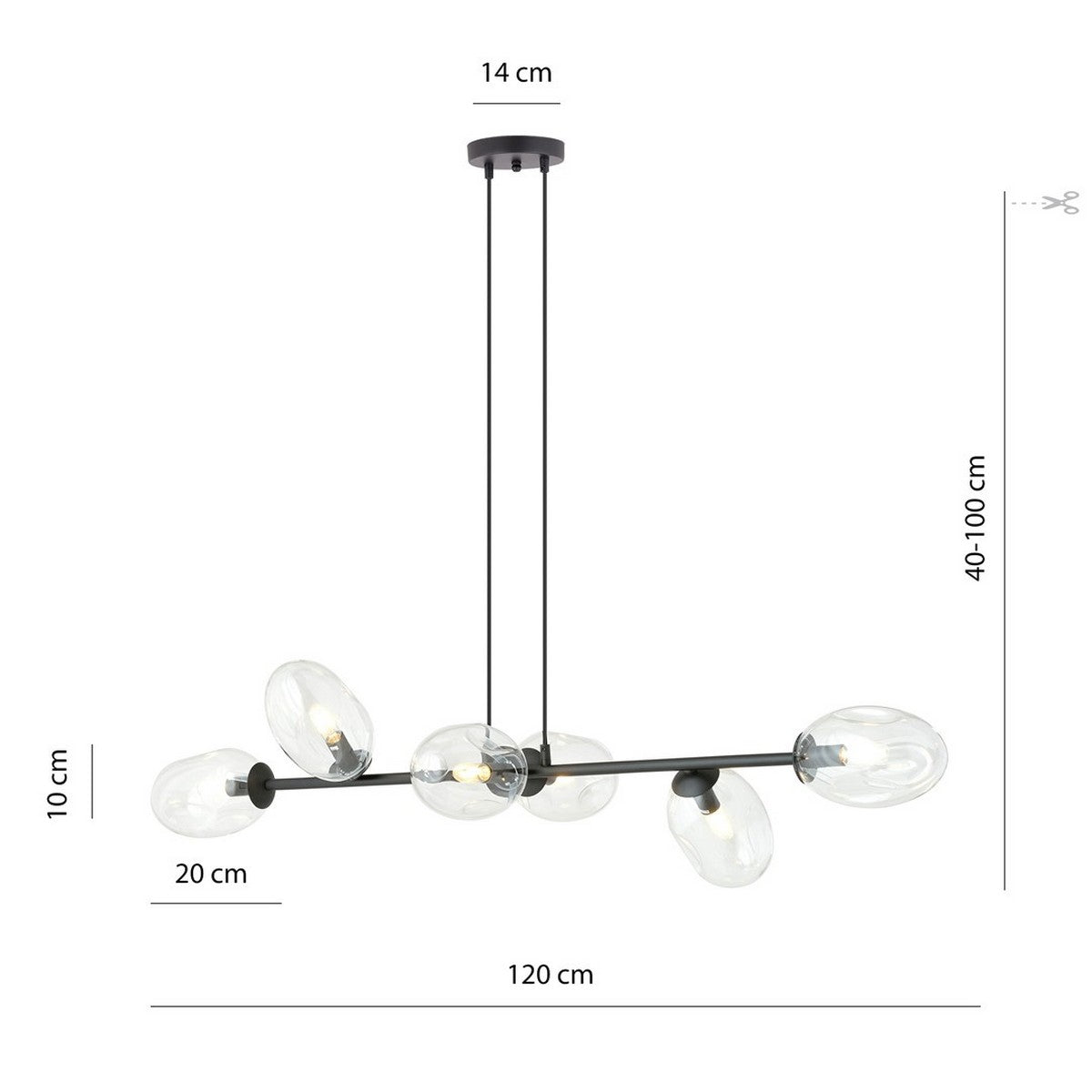 Lampada a Sospensione Pandora, Nero, Acciaio, 120x100x40 cm, EPIKASA