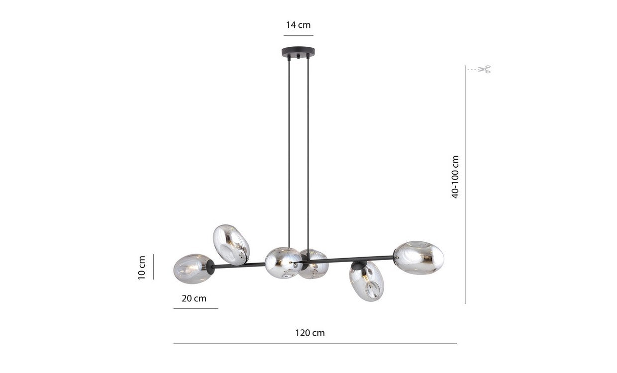 Lampada a Sospensione Pandora, Grigio, Acciaio, 120x100x40 cm, EPIKASA