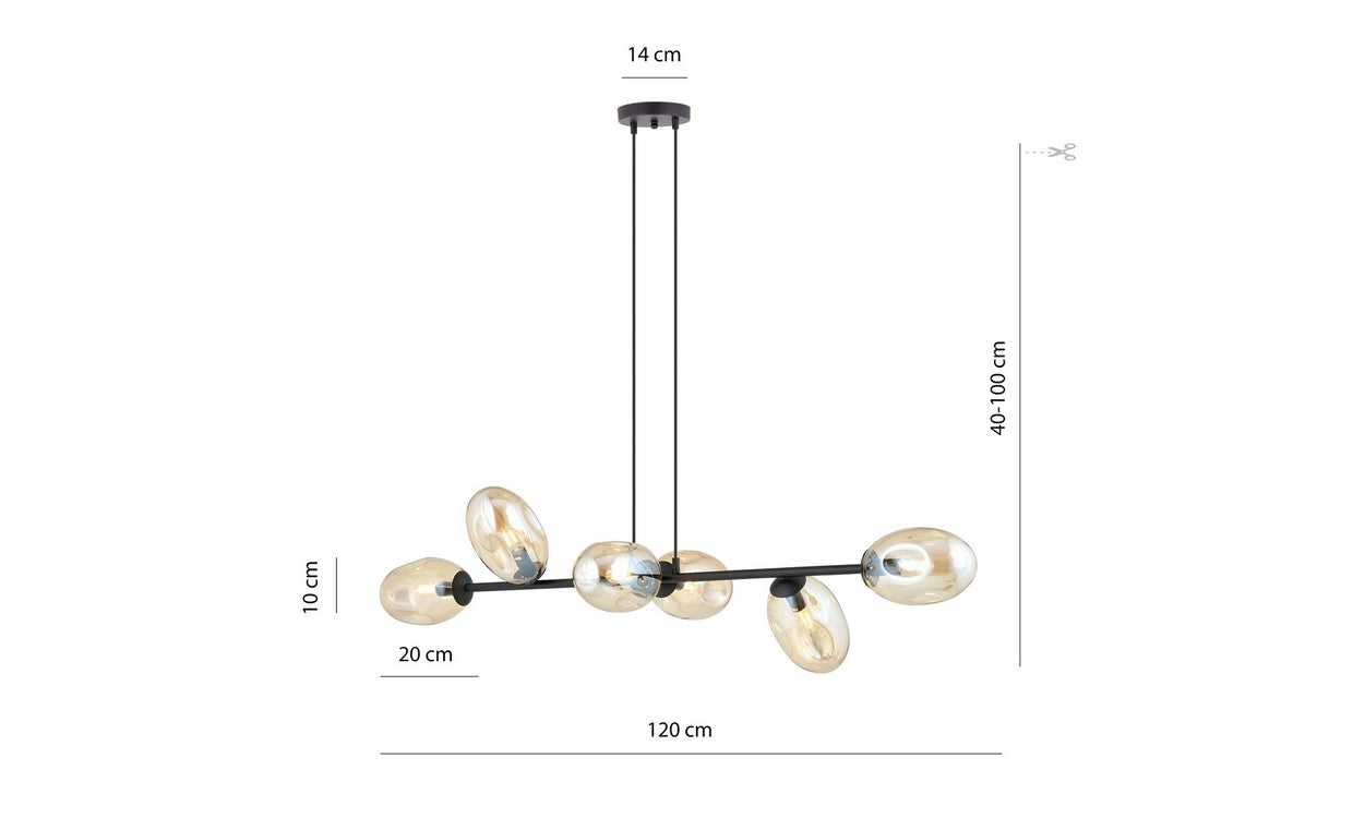 Lampada a Sospensione Pandora, Ambra, Acciaio, 120x100x40 cm, EPIKASA