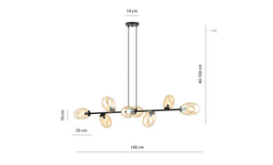 Lampada a Sospensione Pandora, Ambra, Acciaio, 140x100x40 cm, EPIKASA