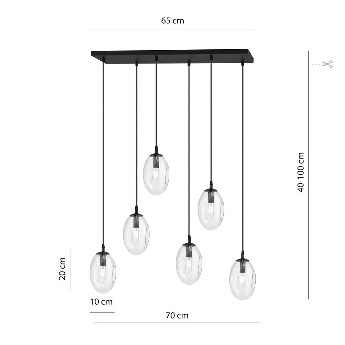 Lampada a Sospensione Astral, Nero, Acciaio, 70x100x22 cm, EPIKASA