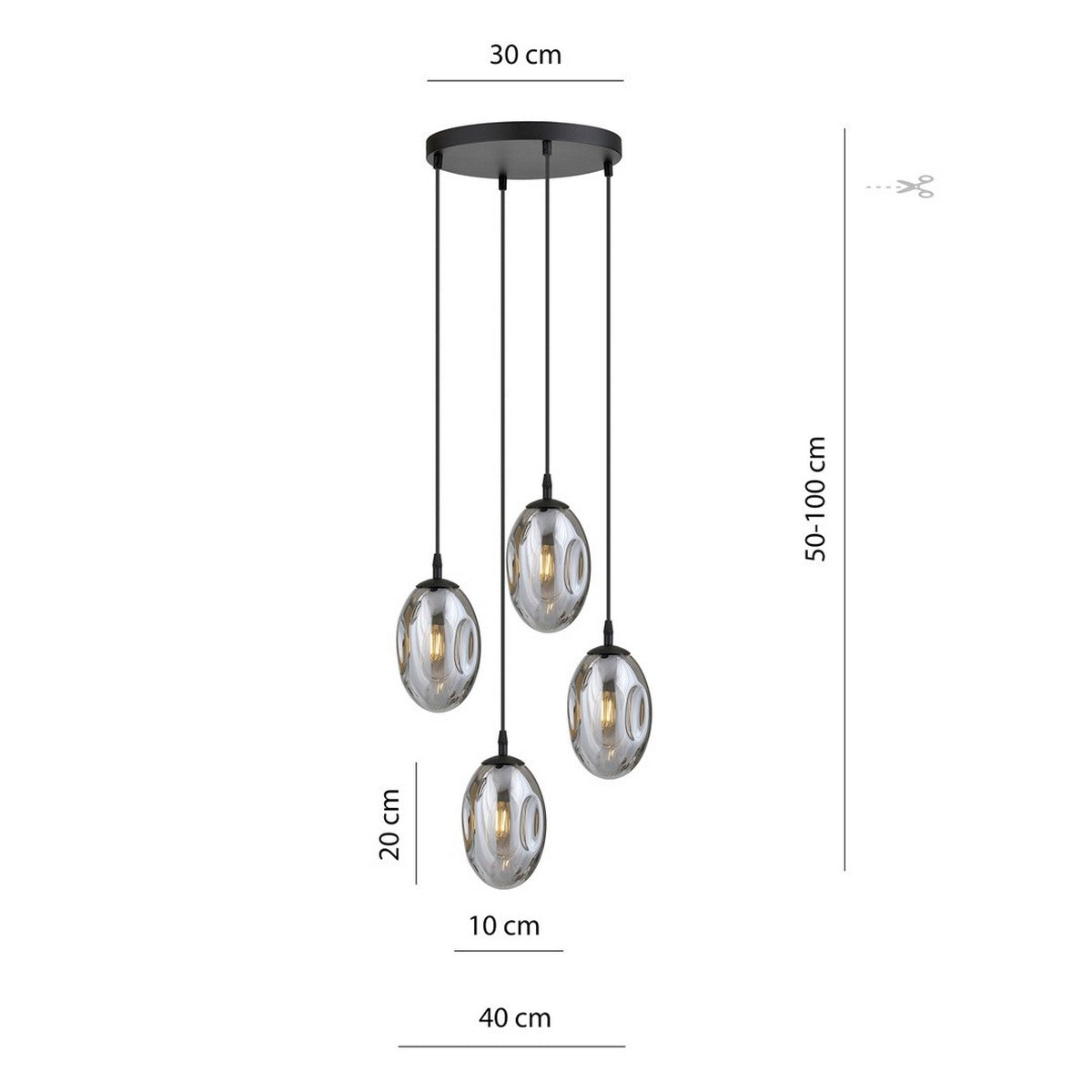 Lampada a Sospensione Astral, Grigio, Acciaio, 40x100x40 cm, EPIKASA