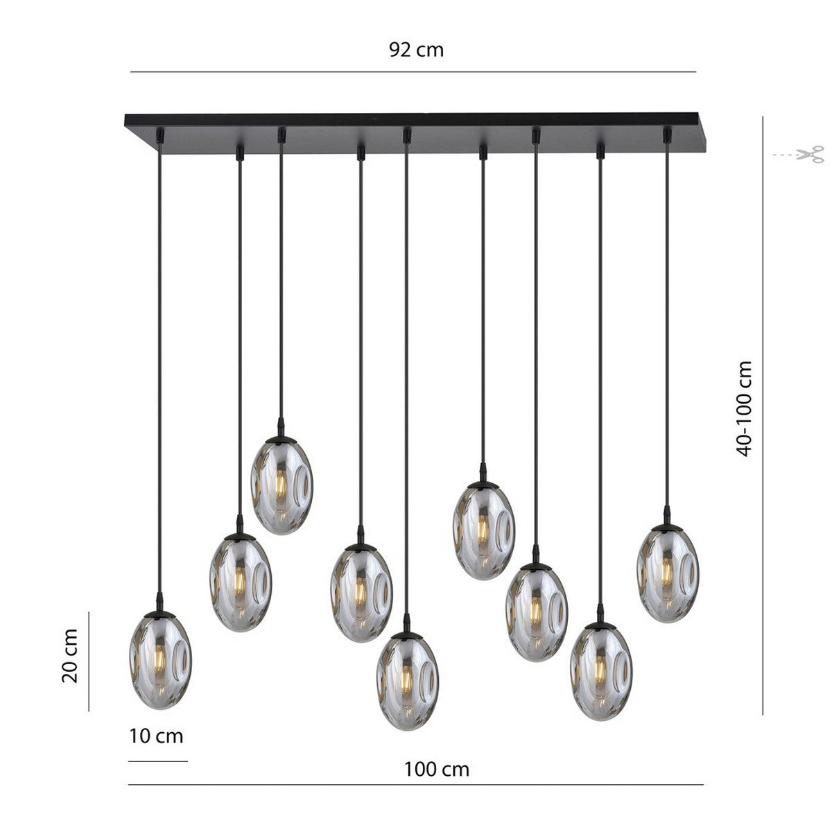 Lampada a Sospensione Astral, Grigio, Acciaio, 100x100x22 cm, EPIKASA