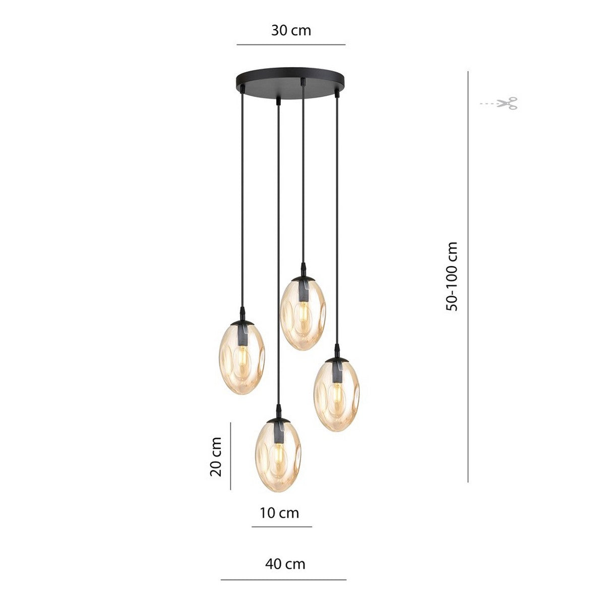 Lampada a Sospensione Astral, Ambra, Acciaio, 40x100x40 cm, EPIKASA