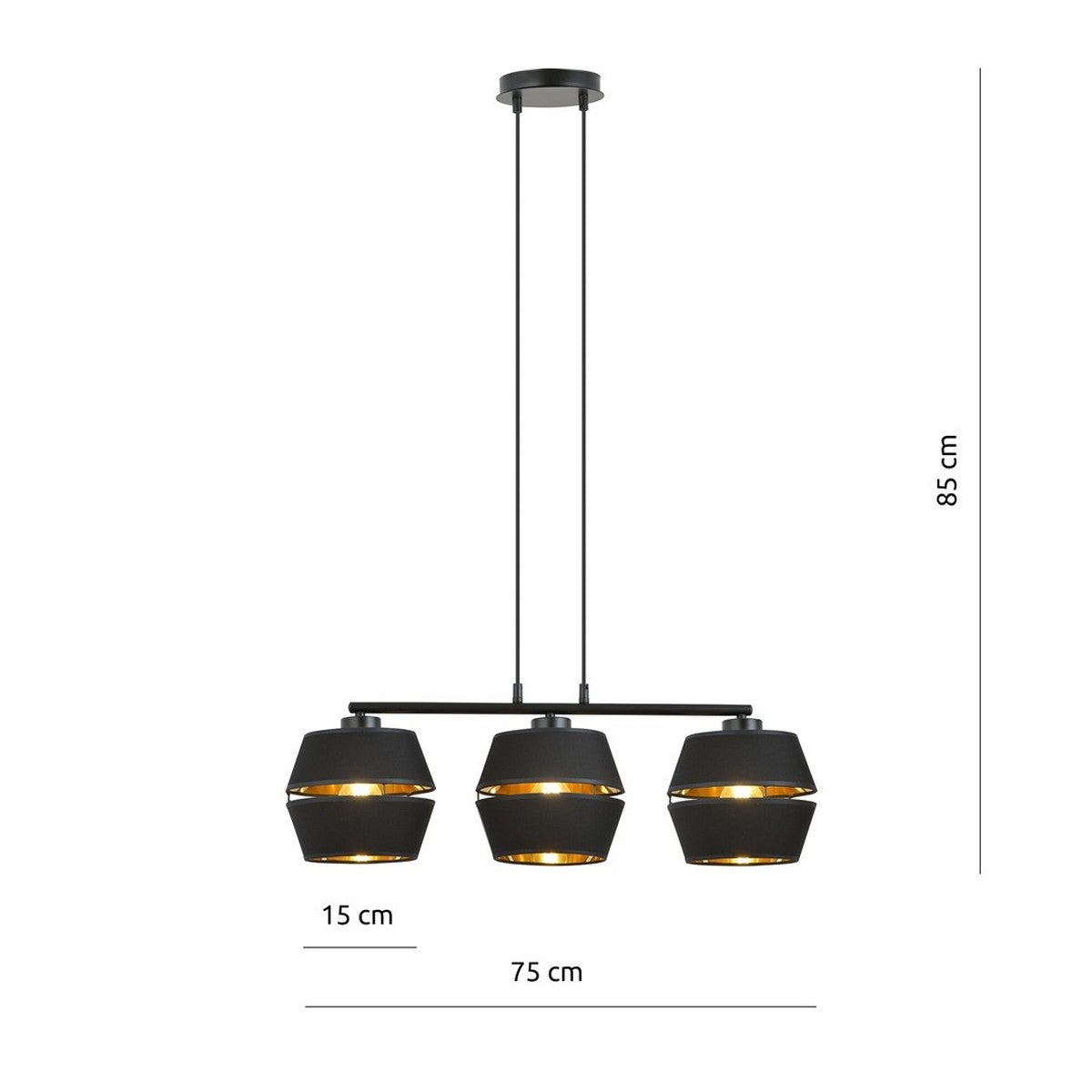 Lampada a Sospensione Piano, Nero, Acciaio, 75x85x15 cm, EPIKASA