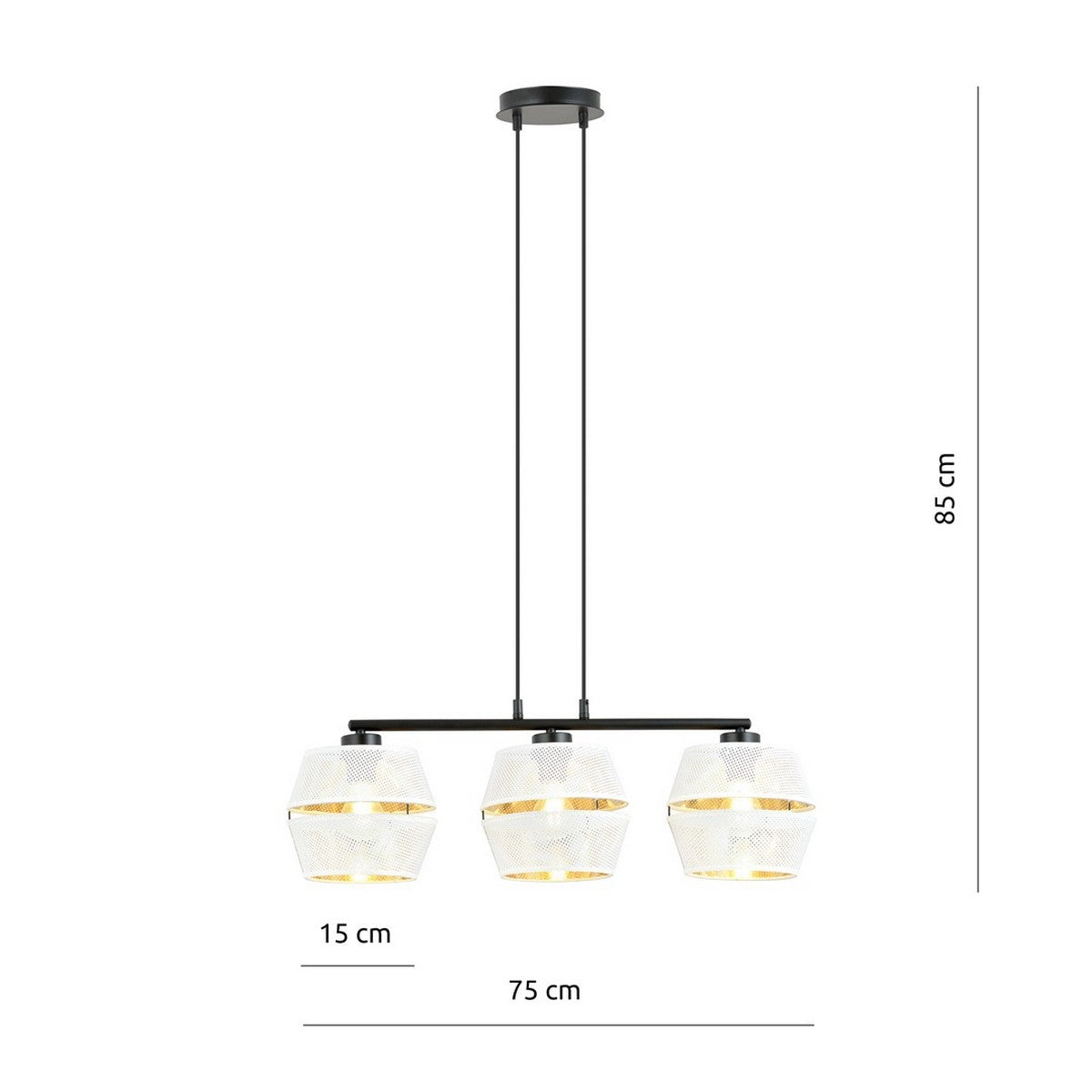 Lampada a Sospensione Malia, Bianco, Acciaio, 75x85x15 cm, EPIKASA