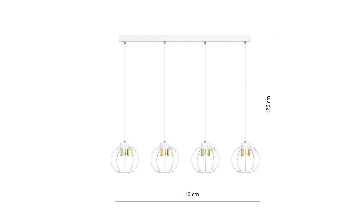 Lampada a Sospensione Ajax, Bianco, Acciaio, 110x120x18 cm, EPIKASA